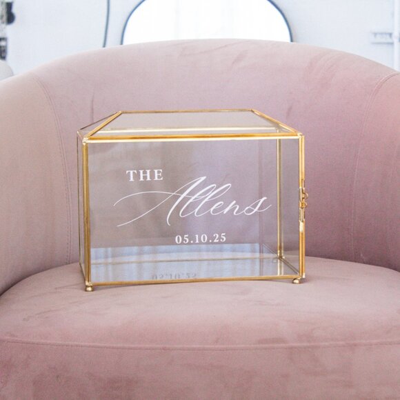 Wedding Card Box, Card Box for Wedding Table, Personalized Glass Card Box - Picture 6 of 12